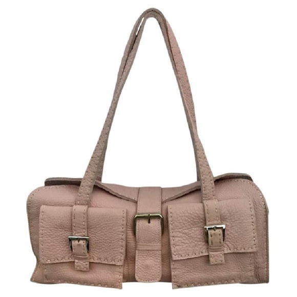 Carla Mancini Tonal Stitching Pink Leather Satchel - Picture 1 of 8
